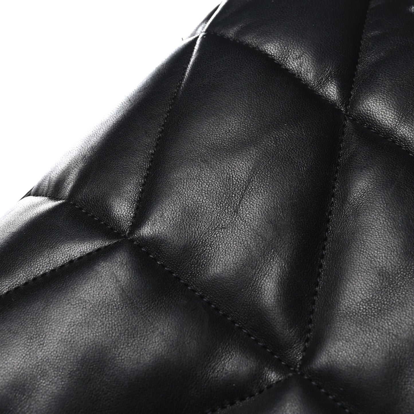 Lambskin Quilted Monogram Monochrome Medium Loulou Puffer Chain Satchel Black