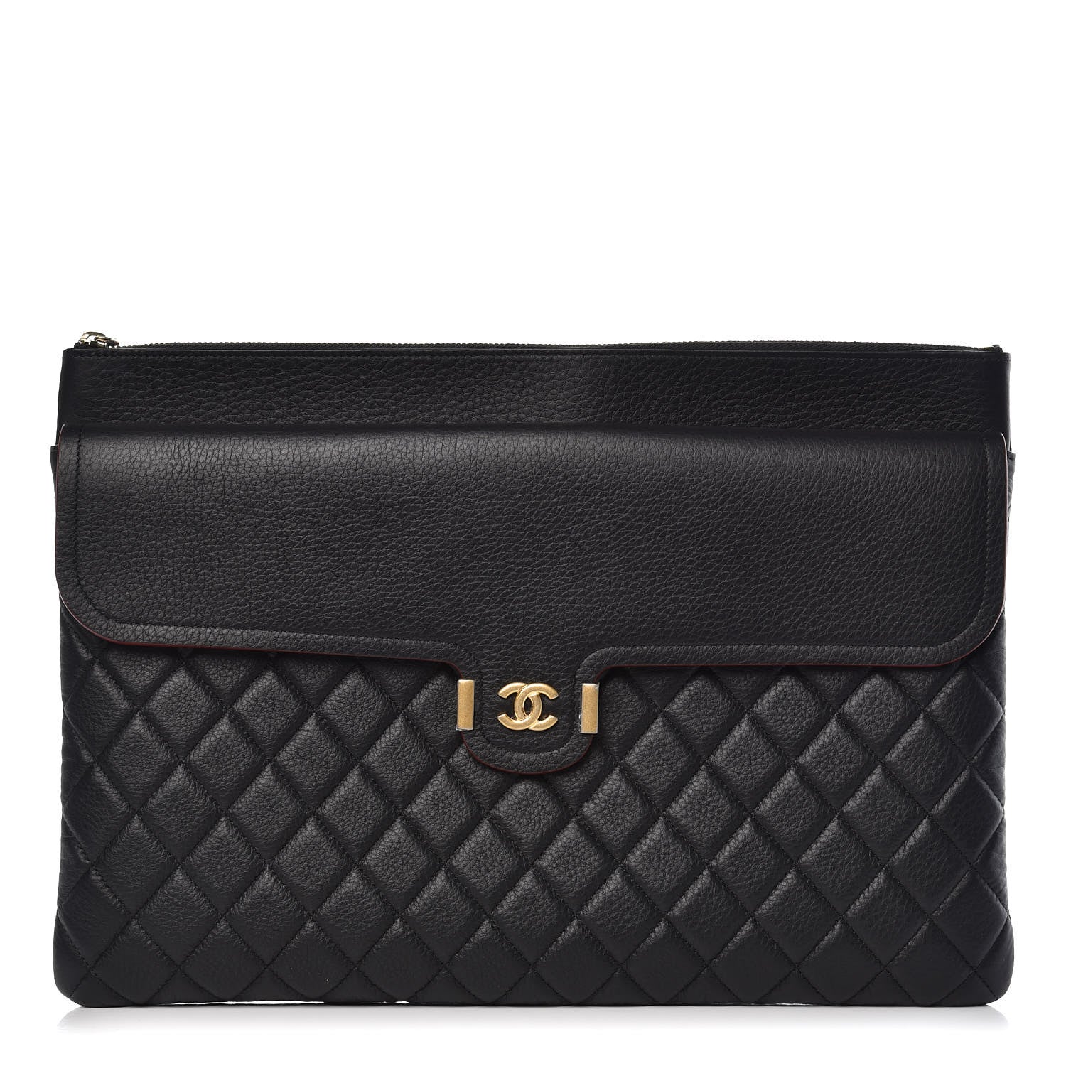 Chanel Grained Calfskin Quilted Large Archi Chic Cosmetic Case Black 1 of 7