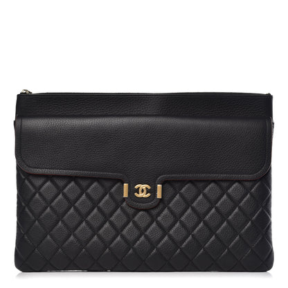 Chanel Grained Calfskin Quilted Large Archi Chic Cosmetic Case Black 1 of 7