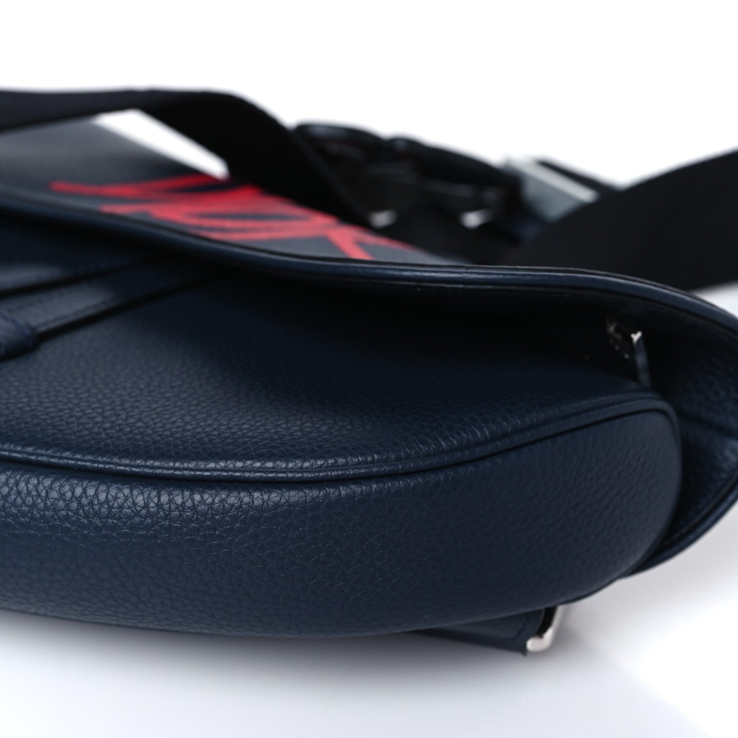 Christian Dior X SHAWN STUSSY Grained Calfskin Ox Head Saddle Bag Navy Blue 8 of 8