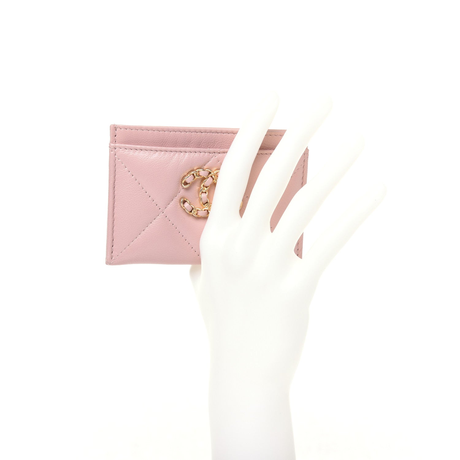 Chanel Shiny Goatskin Quilted 19 Card Holder Light Pink 2 of 9