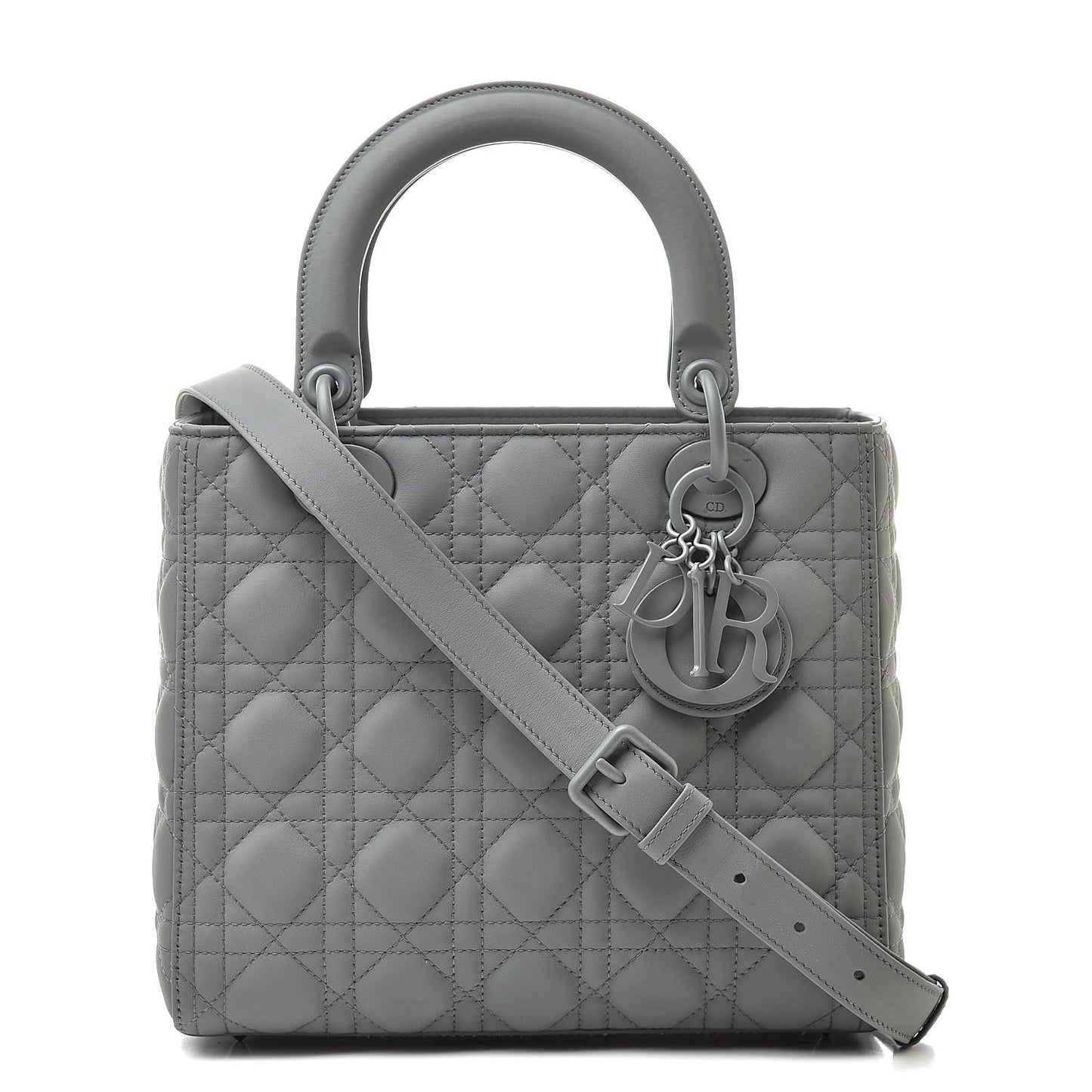 Ultra Matte Calfskin Cannage Medium Lady Dior Grey Stone