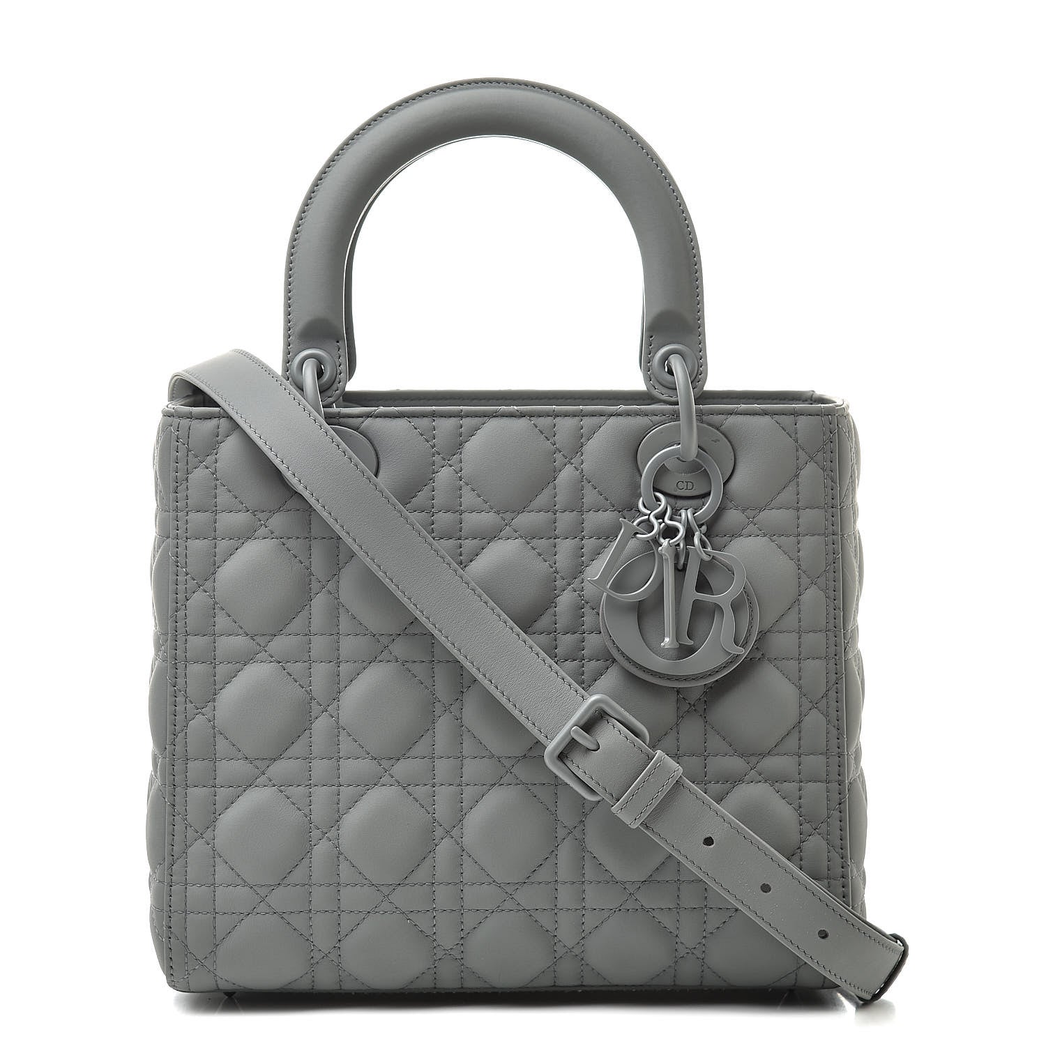 Christian Dior Ultra Matte Calfskin Cannage Medium Lady Dior Grey Stone 1 of 14