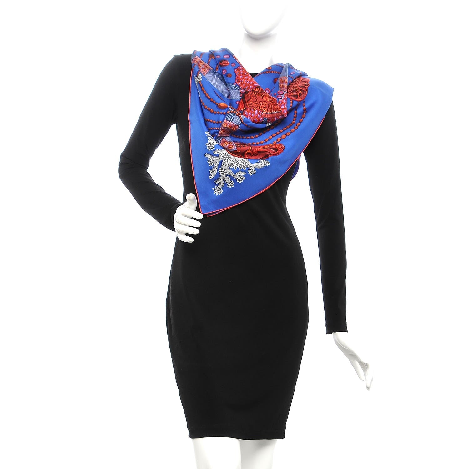 Hermes Silk Chemins De Corail Scarf 90 Bleu Royal Gris Bleuete Rouge 2 of 6