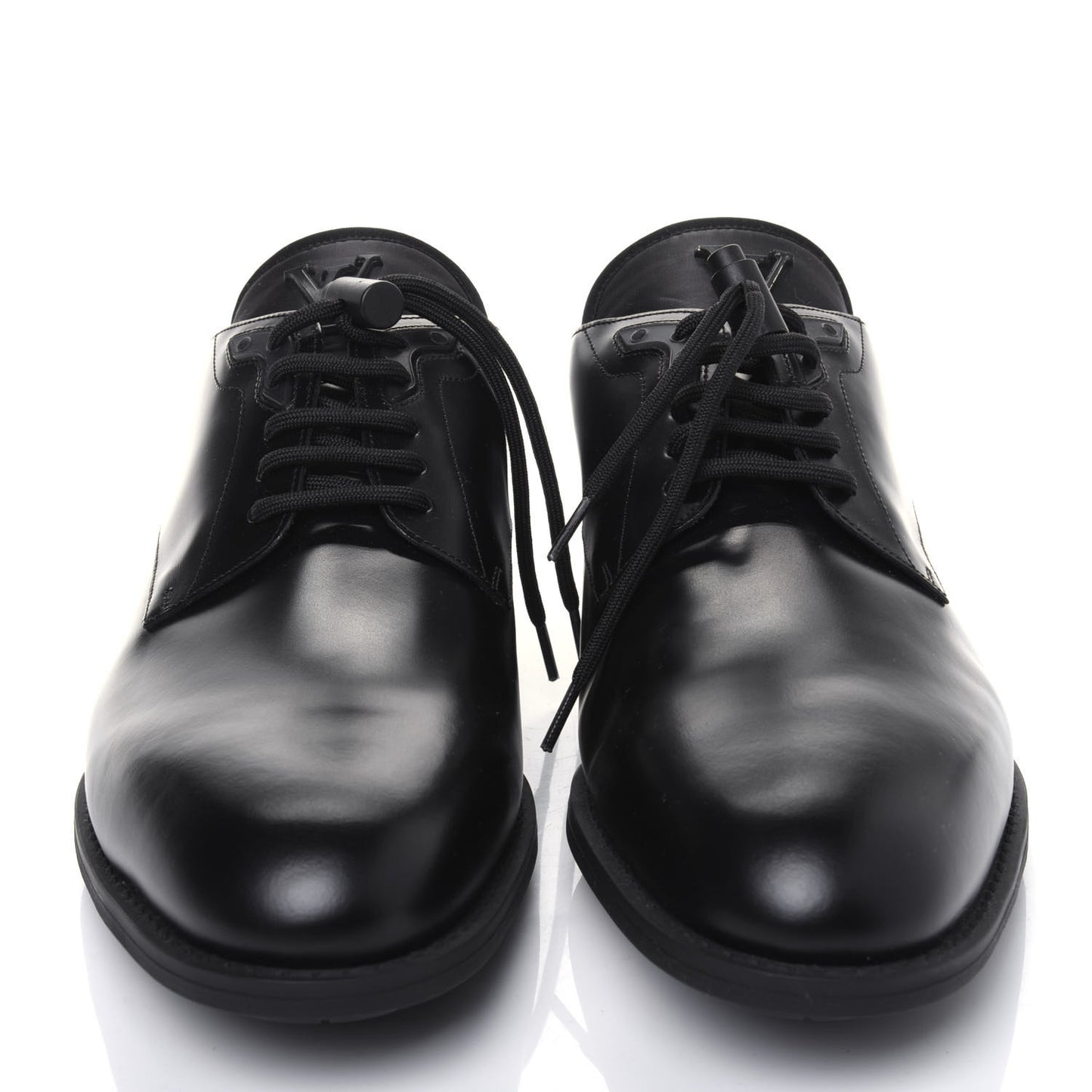 Calfskin Mens Derby LV Harness Shoes 9 Black