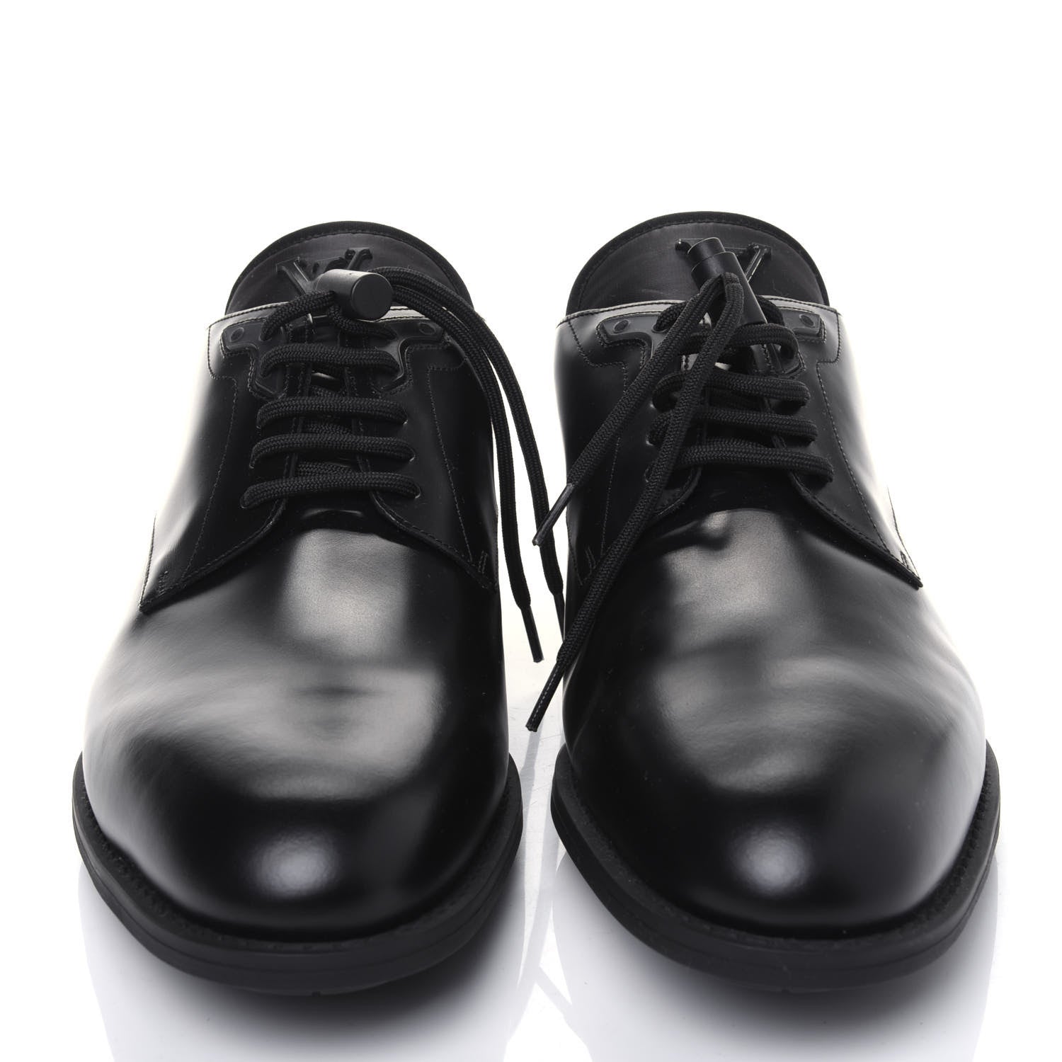 Louis Vuitton Calfskin Mens Derby LV Harness Shoes 9 Black 2 of 9