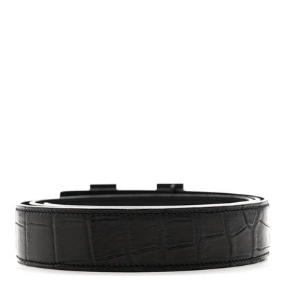 Hermes Matte Porosus Crocodile Monochrome 24mm Mini Constance H Belt 105 42 Black 2 of 5