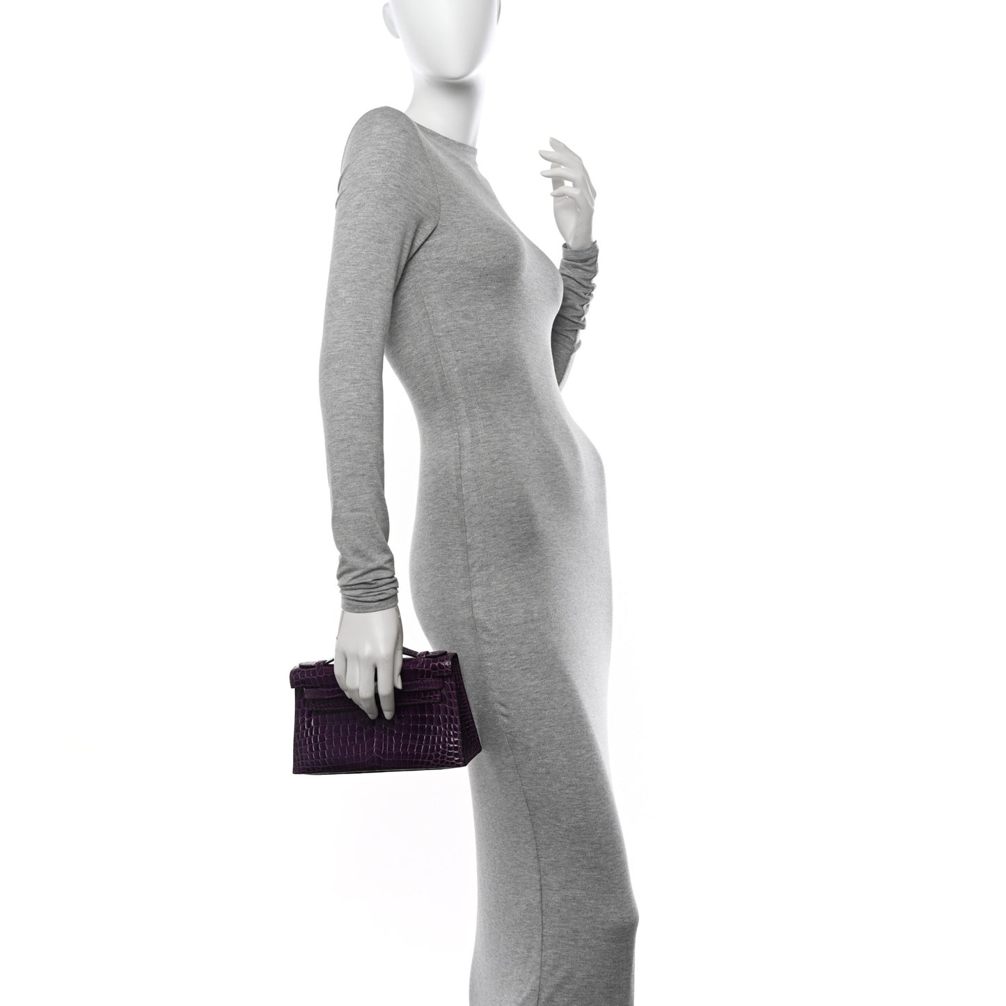 Shiny Niloticus Crocodile Kelly Pochette Amethyste