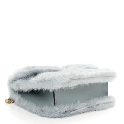 Valentino Garavani Mink Fur Small Glam Lock Rockstud Flap Light Blue 4 of 11