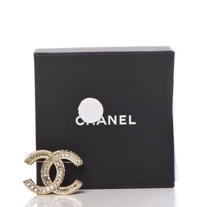 Chanel Crystal CC Brooch Light Gold 5 of 5