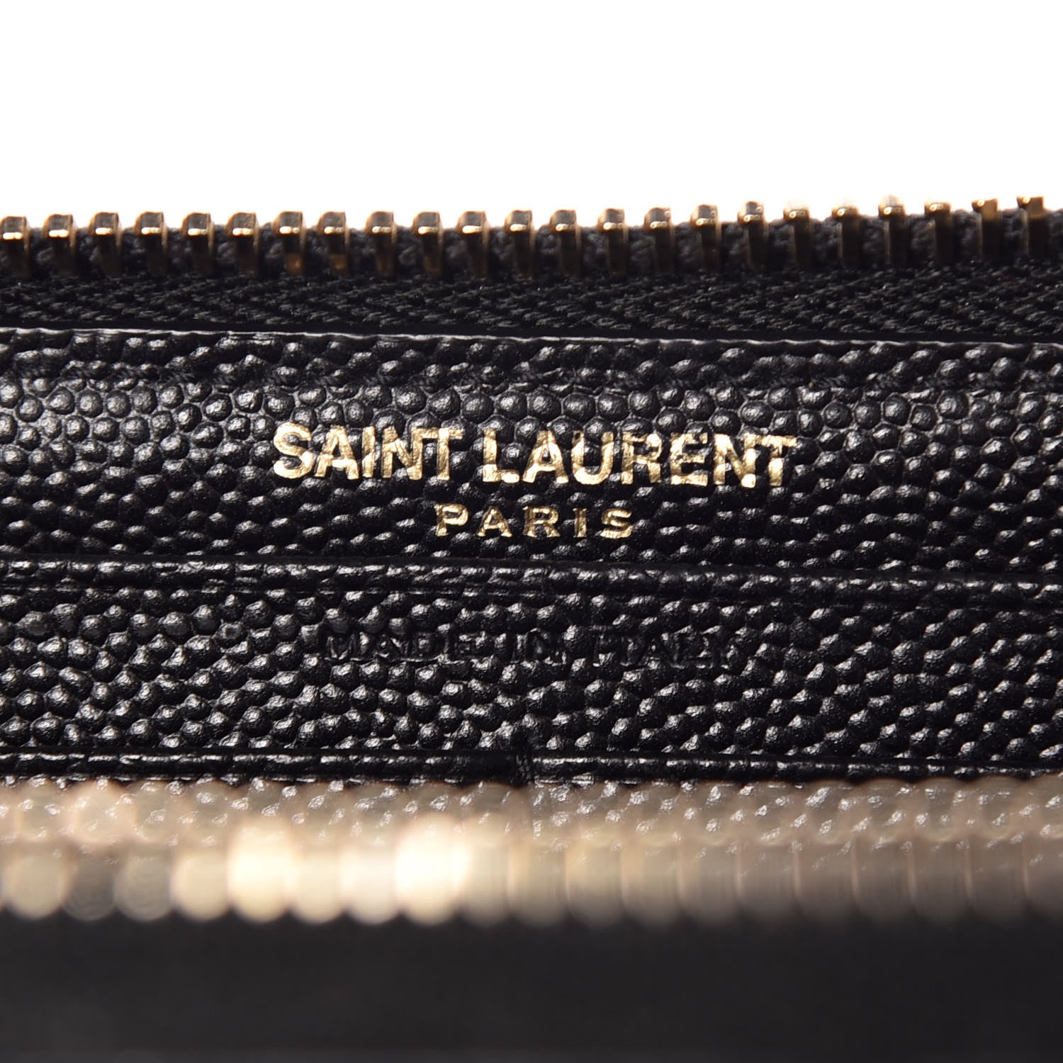 Saint Laurent Grain De Poudre Matelasse Chevron Monogram Zip Around Wallet Black 6 of 9
