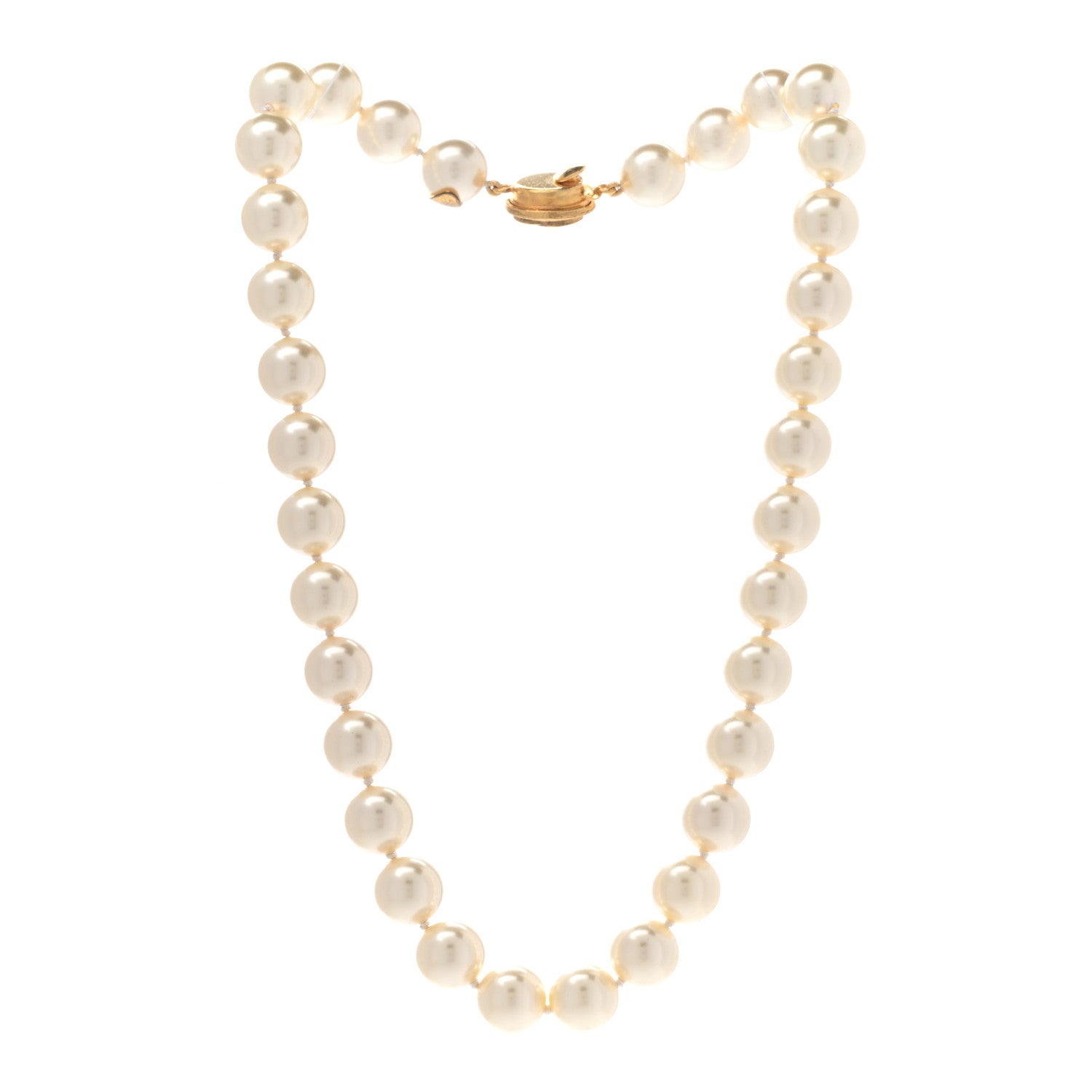 Chanel Pearl Crystal Short Necklace Gold 3 of 8