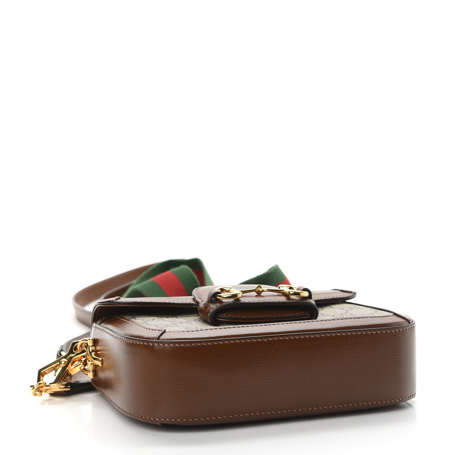 Gucci GG Supreme Monogram Web Mini Horsebit 1955 Shoulder Bag Beige Brown Sugar 4 of 10