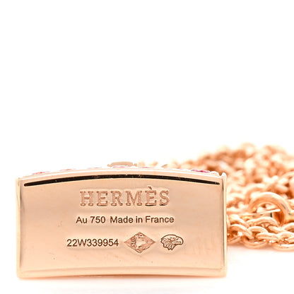 Hermes 18K Rose Gold Pink Sapphire Kelly Amulettes Pendant Necklace 4 of 5