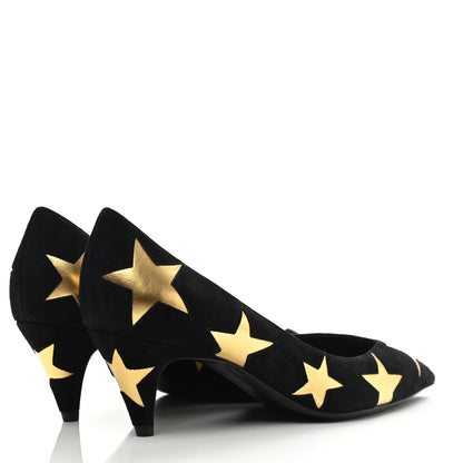 Saint Laurent Kid Scamosciato Kiki 55 Star Pumps 38 Black Oro 4 of 9