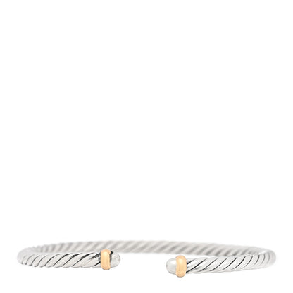David Yurman Sterling Silver 14K Yellow Gold 4mm Cable Classics Bracelet 1 of 3