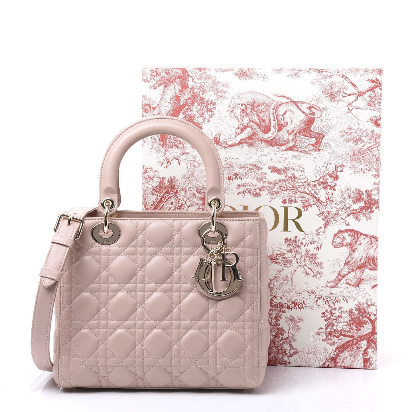 Lambskin Cannage Medium Lady Dior Pink