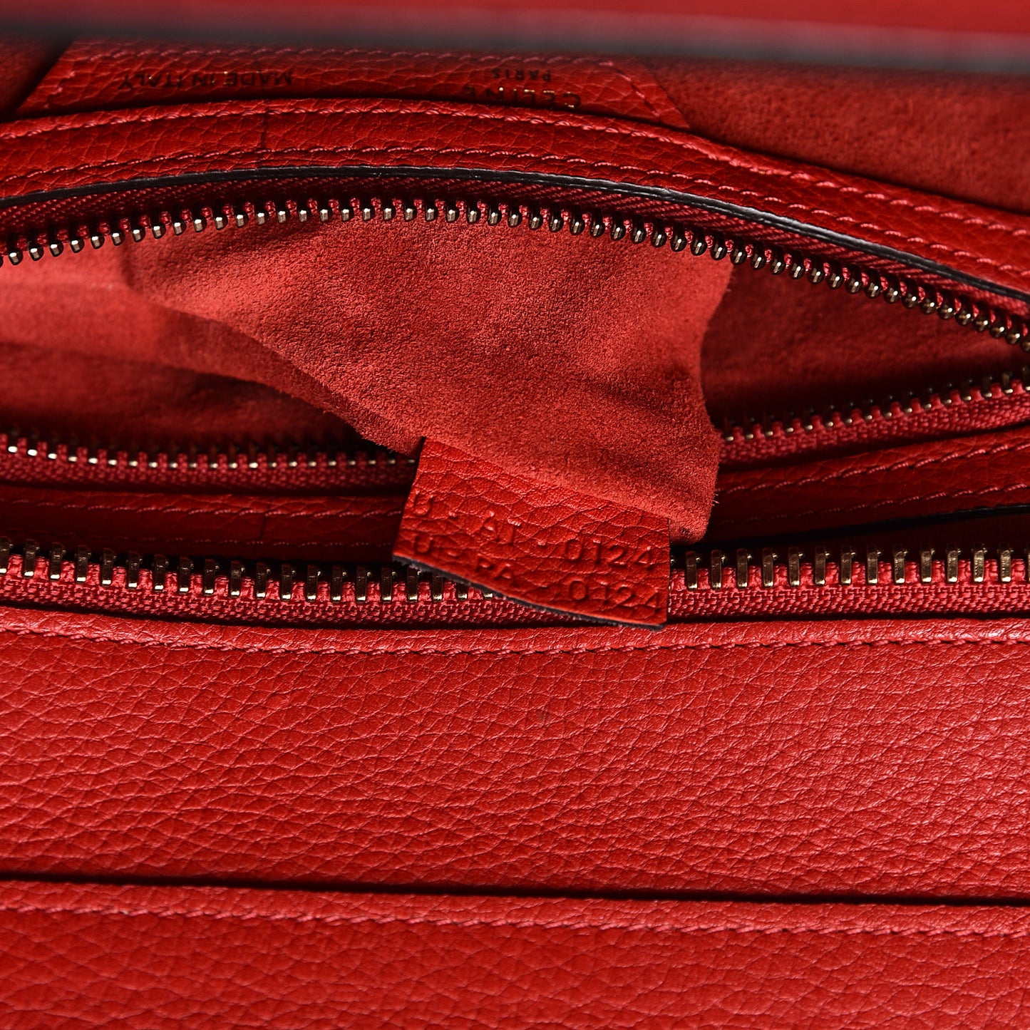 Drummed Calfskin Micro Luggage Coquelicot