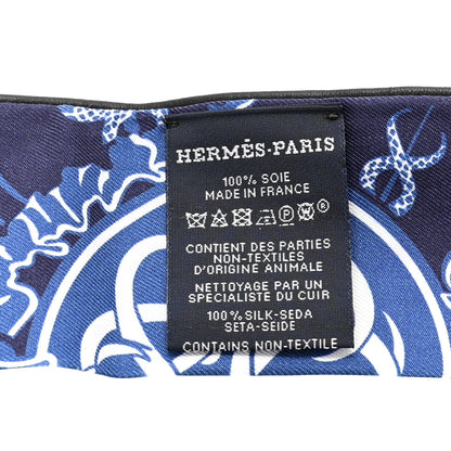 Hermes Silk Ex-Libris Forever Twilly Black Marine White 3 of 5