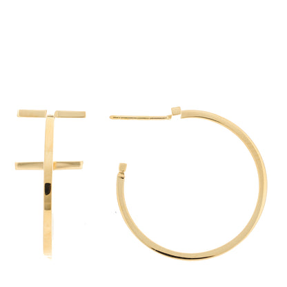 Tiffany 18K Yellow Gold Medium T Wire Hoop Earrings 1 of 5