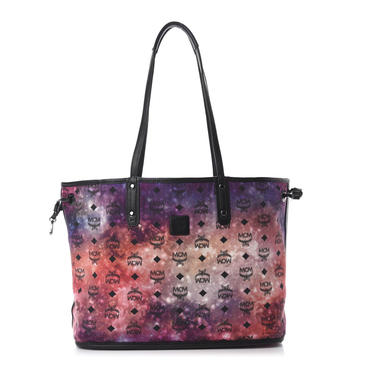 Metallic Visetos Medium Reversible Shopper Tote Silver Black