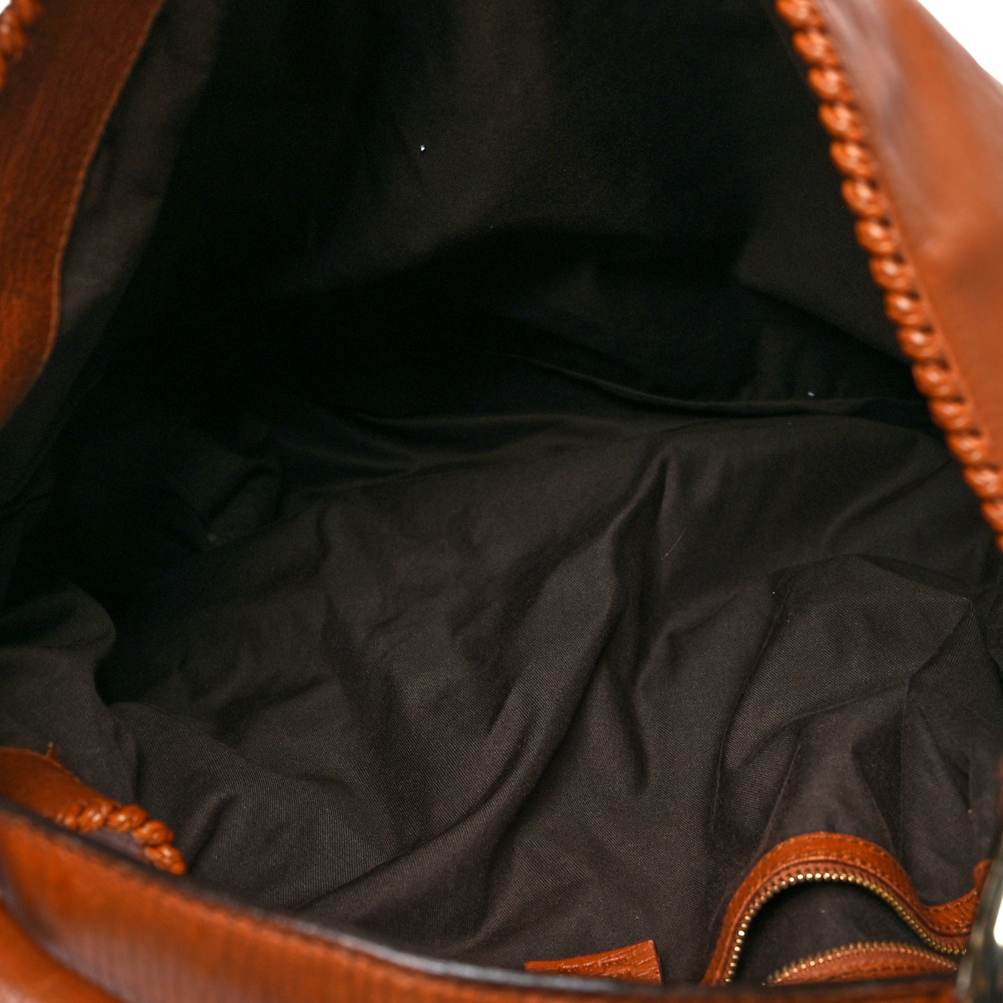 Calfskin Large Horsebit Chain Hobo Brown