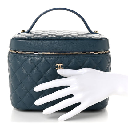 Chanel Caviar Quilted Large Vanity Pouch Blue 2 of 12