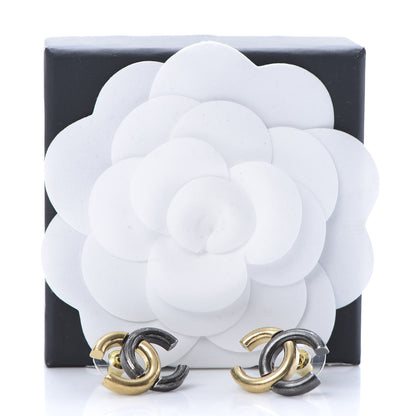Chanel Metal CC Earrings Gold Ruthenium 5 of 5