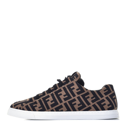 Fendi Tech Fabric FF Mens Lace Up Low Top Sneakers 7 Tobacco Black 1 of 9