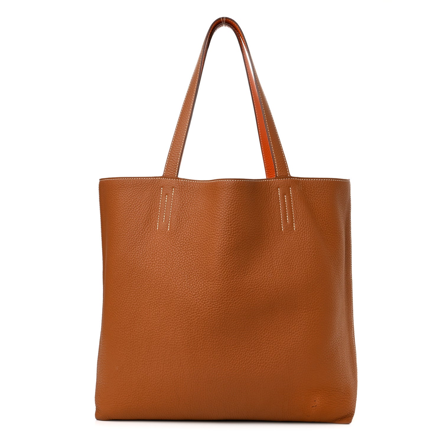 Hermes Taurillon Clemence Double Sens 45 Reversible Tote Orange Gold 1 of 17