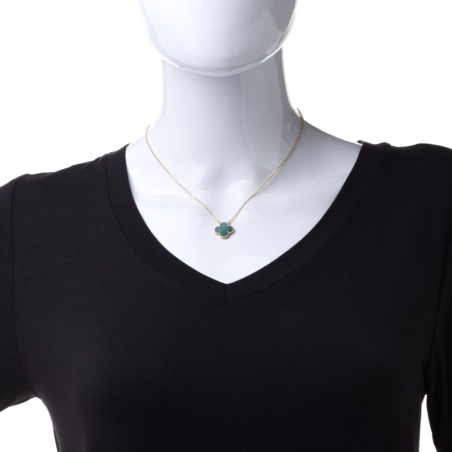 Van Cleef & Arpels 18K Yellow Gold Malachite Vintage Alhambra Pendant Necklace 2 of 8