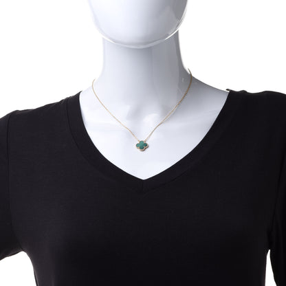 Van Cleef & Arpels 18K Yellow Gold Malachite Vintage Alhambra Pendant Necklace 2 of 8