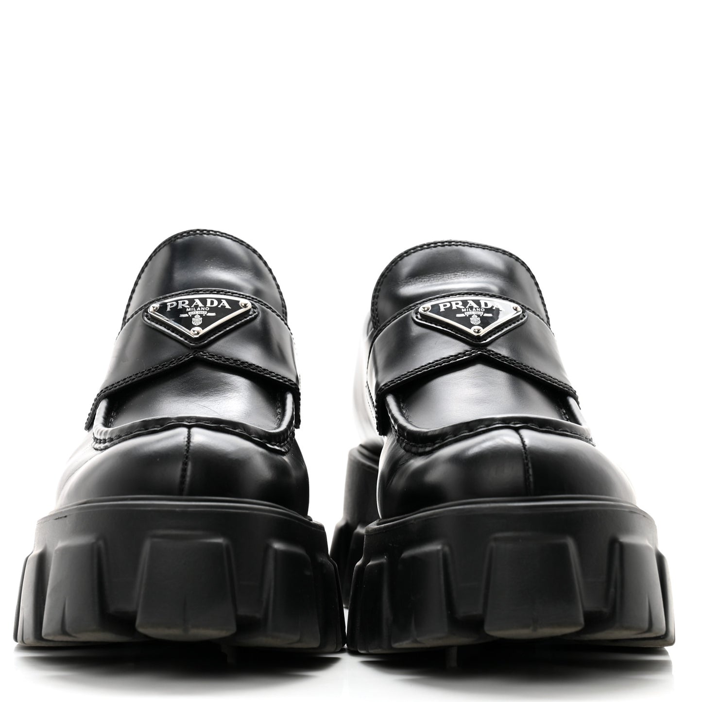 Spazzolato Rois Metal Triangle Logo Monolith 55mm Loafers 38.5 Black