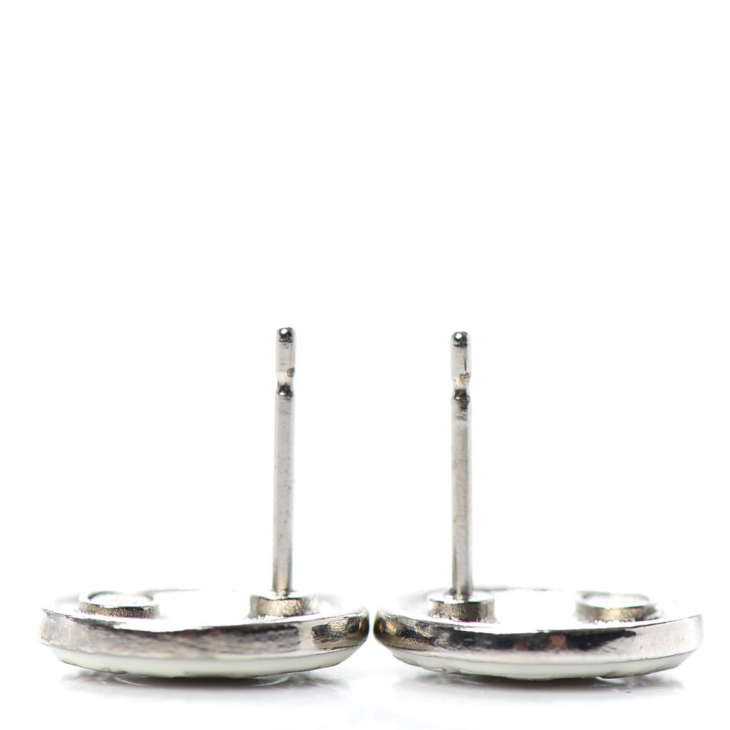 Enamel 31 Rue Cambon Round Earrings White