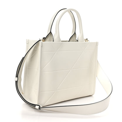 Prada Soft Calfskin Triangolo Symbole Embossed Small Tote White 2 of 10