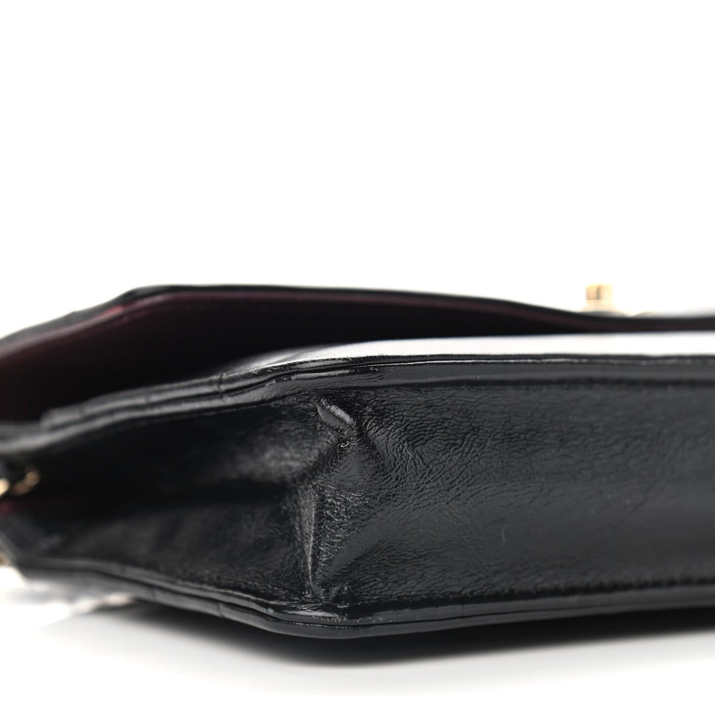 Lambskin Chevron Quilted Wallet On Chain WOC Black
