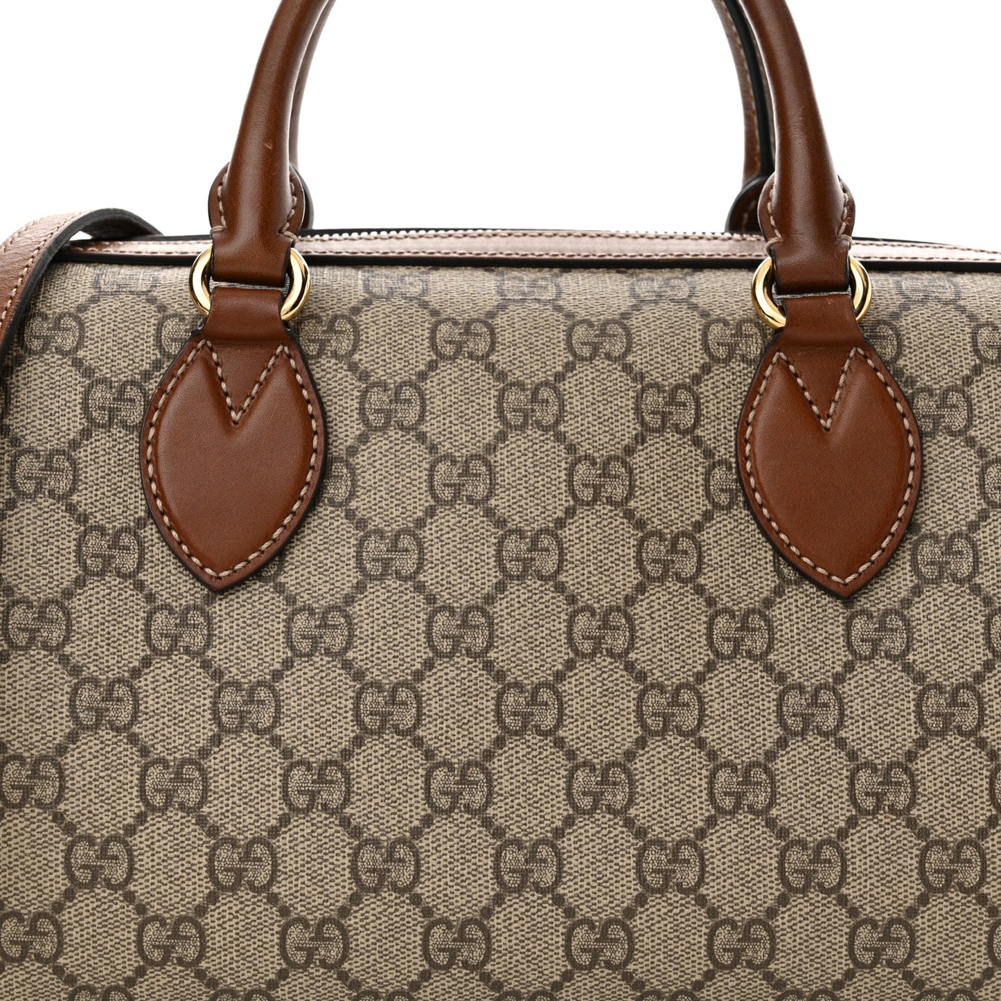 GG Supreme Monogram Cuoio Toscano Small Boston Beige Ebony Cuir