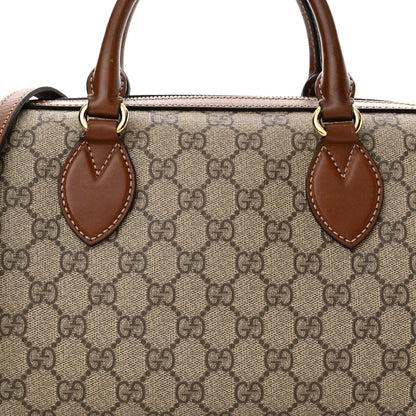 Gucci GG Supreme Monogram Cuoio Toscano Small Boston Beige Ebony Cuir 8 of 15