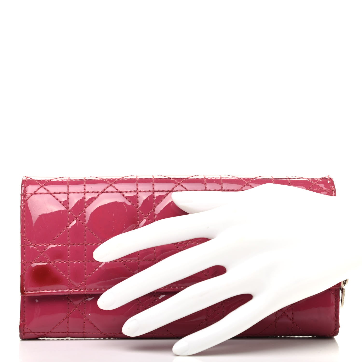 Christian Dior Patent Cannage Rendezvous Wallet Pink 2 of 12