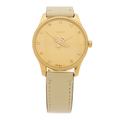 Gucci Stainless Steel Calfskin 36mm G-Timeless Bee Quartz Watch White 1 of 5