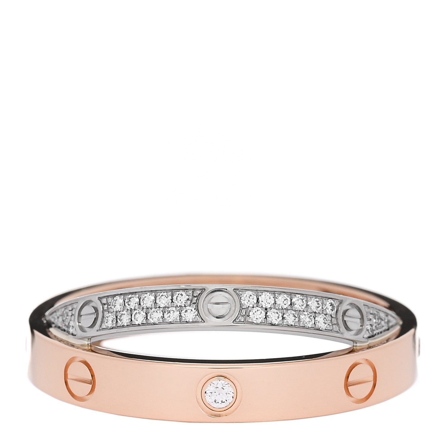 Cartier 18K Pink White Gold Diamond LOVE Pave Ring 58 8.25 1 of 5
