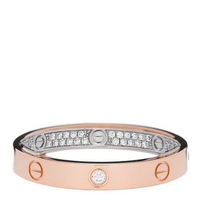 Cartier 18K Pink White Gold Diamond LOVE Pave Ring 58 8.25 1 of 5