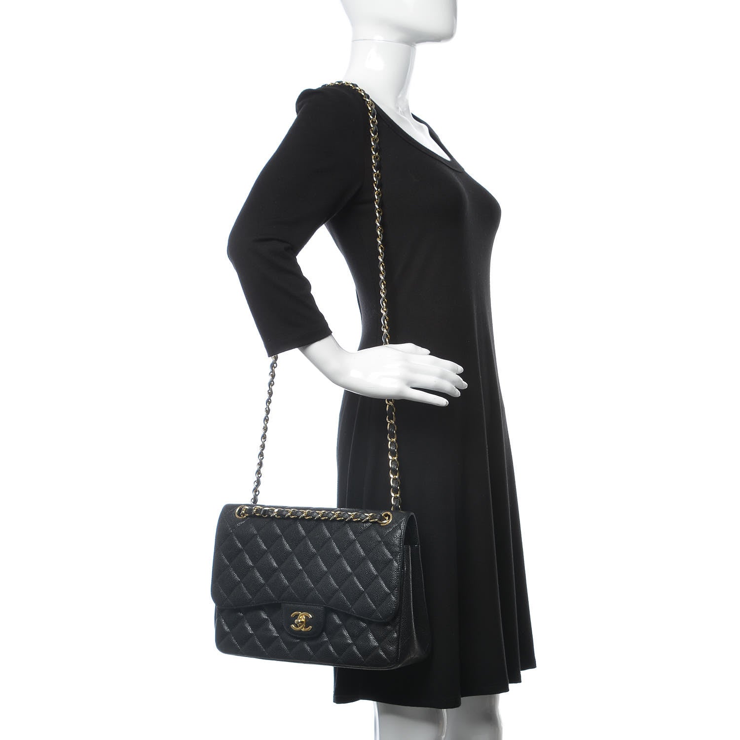 Chanel Caviar Quilted Jumbo Double Flap Black 2 of 13