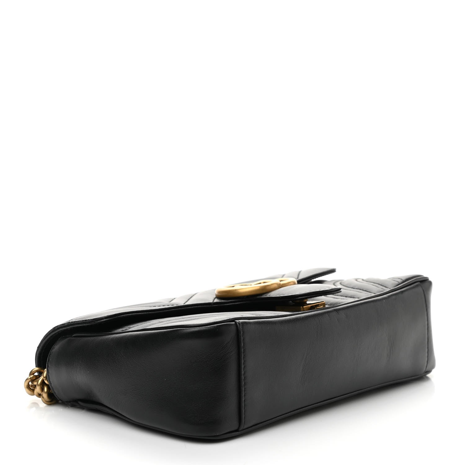 Gucci Calfskin Matelasse Small GG Marmont Shoulder Bag Black 3 of 8