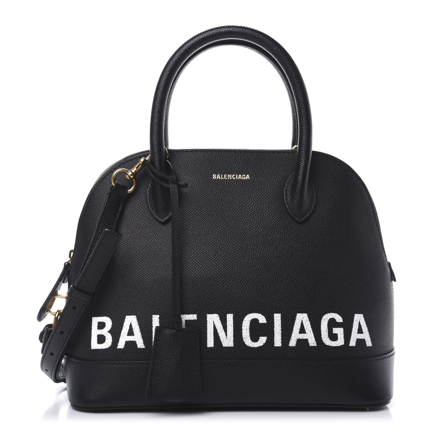 Balenciaga Signature Grained Calfskin Logo S Ville Top Handle Bag Black 1 of 9