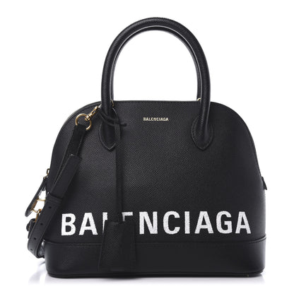 Balenciaga Signature Grained Calfskin Logo S Ville Top Handle Bag Black 1 of 9