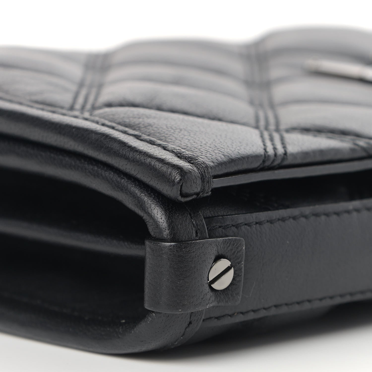 Saint Laurent Lambskin Diamond Quilted Becky Chain Wallet Black 9 of 10