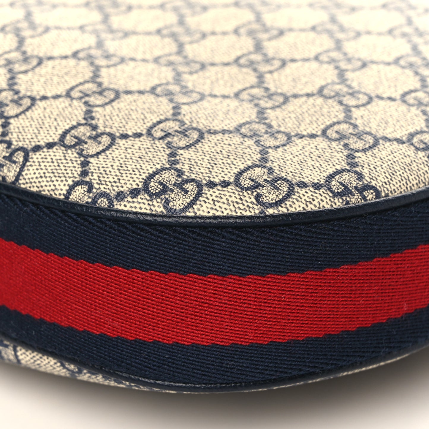 GG Supreme Monogram Textured Calfskin Web Large Attache Shoulder Bag Beige Blue