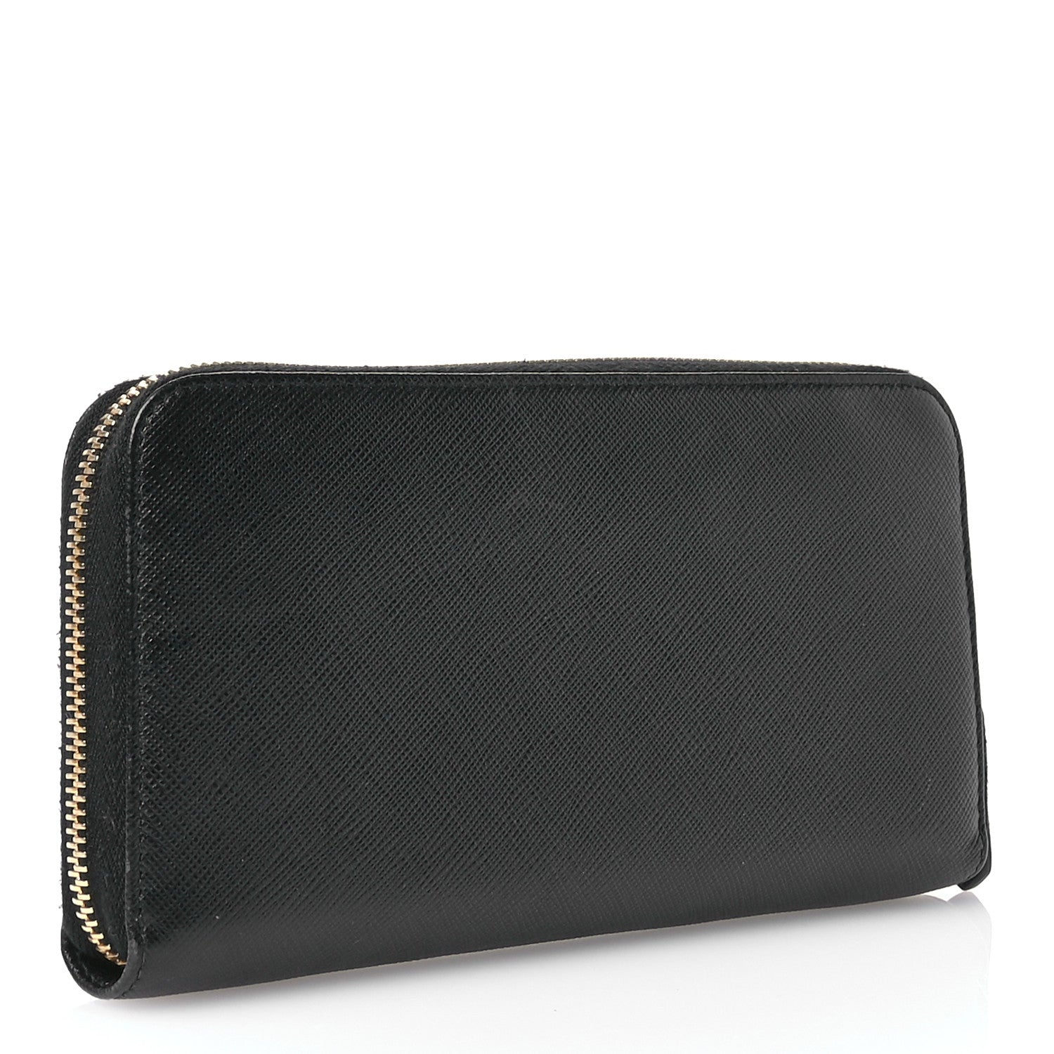 Prada Saffiano Metal Zip Around Wallet Black 3 of 7