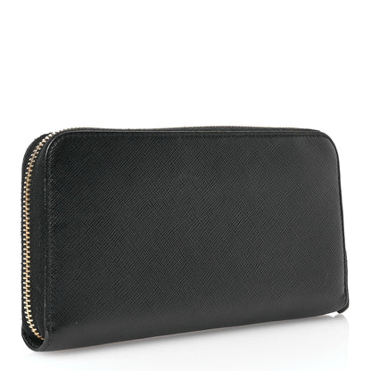 Prada Saffiano Metal Zip Around Wallet Black 3 of 7